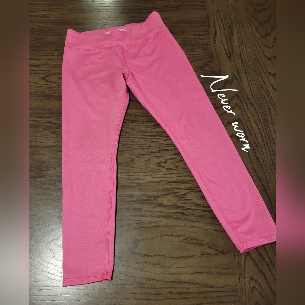 Athletic works Girls Pink Rockstar cozy leggings, size M (7-8)